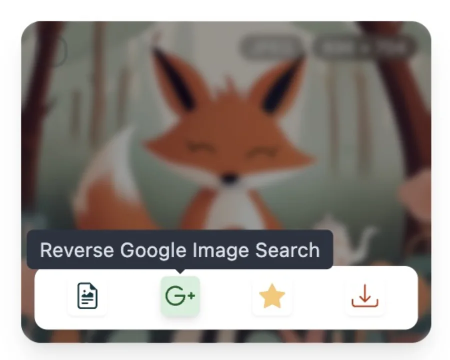 Pixel Flow 素材库图片卡片悬停时显示 Google 以图搜图入口