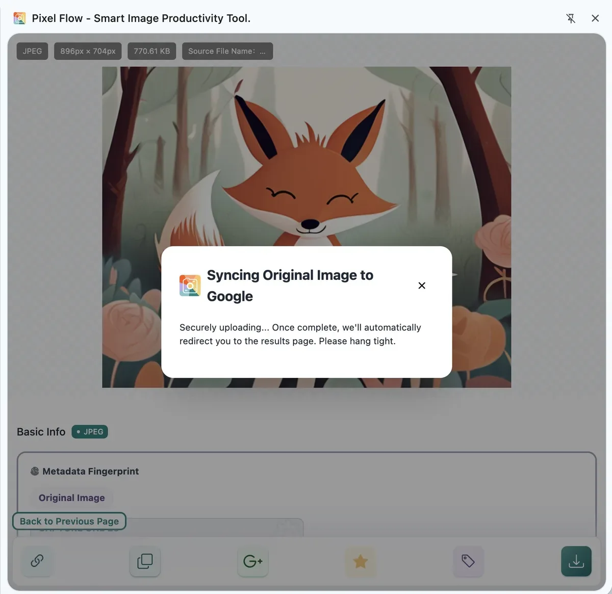 Pixel Flow 图片详情页中 Google 以图搜图按钮的提示状态