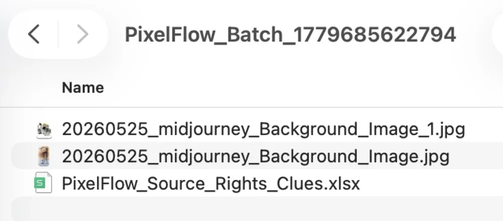 Pixel Flow 批量下载结果提示下载完成