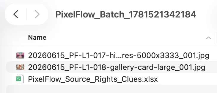 Pixel Flow 下载图片时生成图片文件和来源线索记录